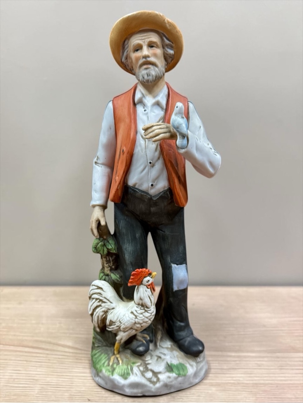 HOMCO Farmer with Rooster Figurine #1434